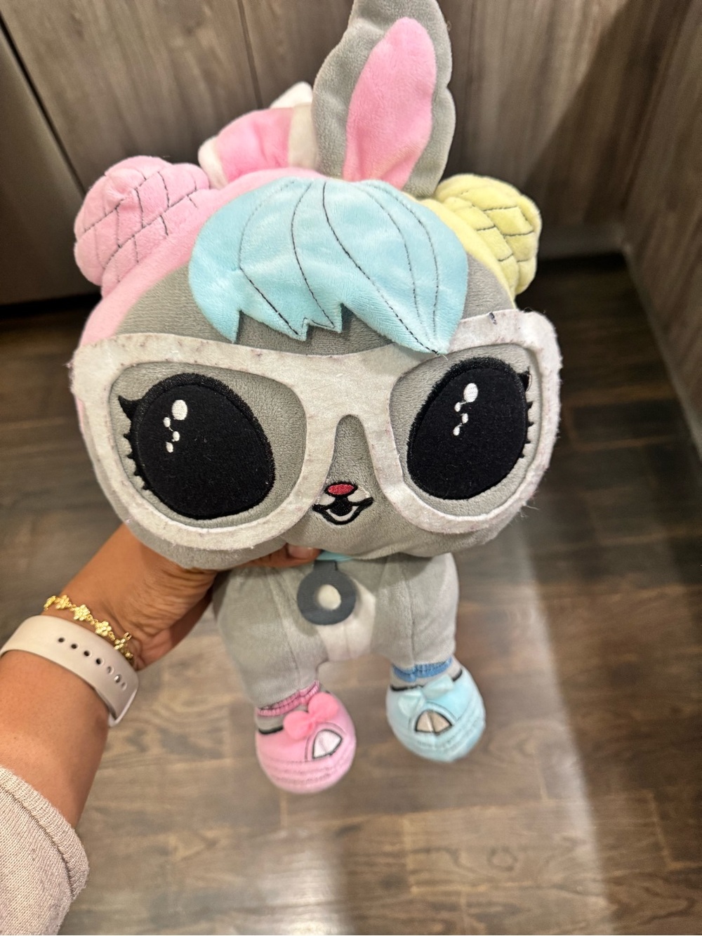 LOL Surprise Plush Bunny Toy - Gray with Pink & Blue Accents